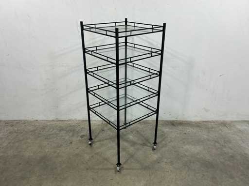 Presentation rack with glass shelves (2x)