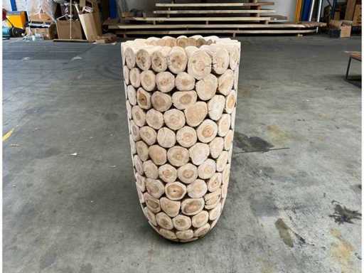 Exclusieve teak vaas/pot 100 cm.