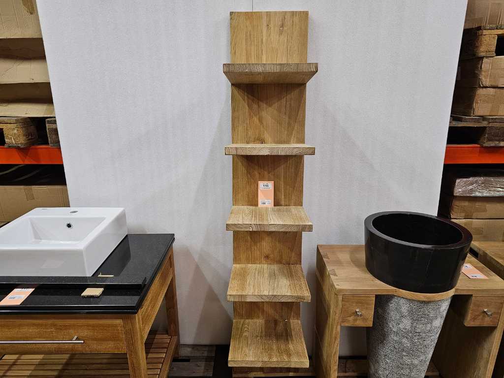 Design Teak Badregal Le Havre - Etagere mit 5 Einlegeböden