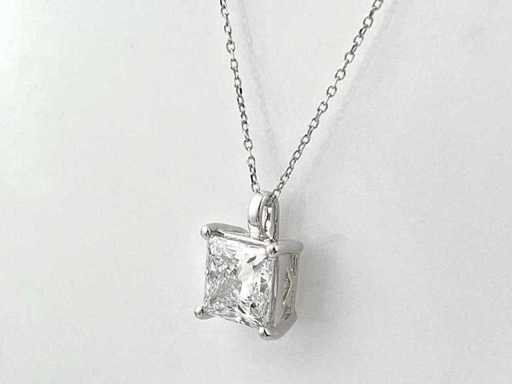 14 KT White Gold Necklace with 4.01 Cts Pendant With Lab Grown Diamond