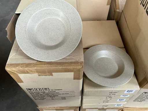 Fair Trade bord diep mat beige Piet Hein Eek +/- Ø22cm (90x)