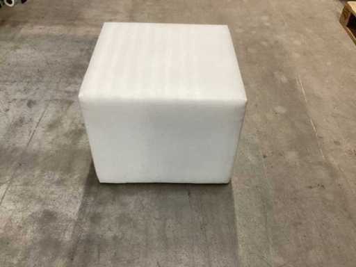 Cubo de asiento con cubierta de cuero blanca 50x50x40 cm