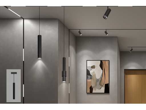 Point pendentif LED sur rail magnétique 48V - 4200K Neutre Blanc - 20W - Noir (x8)