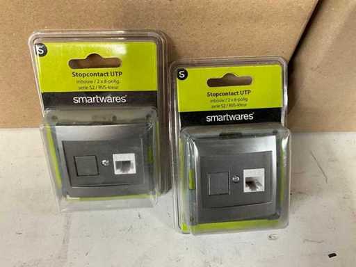 Smartwares Socket UTP, seria S2, 2x 8 pini încorporată, culoare oțel inoxidabil (150x)