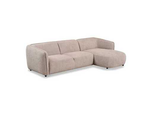 fonQ - Soft Hoekbank met Chaise Longue Rechts - Bouclé - Greige - Bankstel