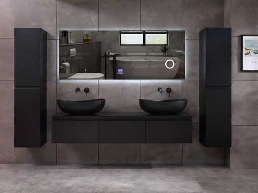 Meuble de salle de bain Mawialux noir mat 150/180cm largeur au choix 