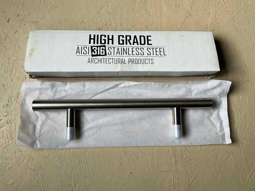 Door handle T-model 500mm in stainless steel with angled feet