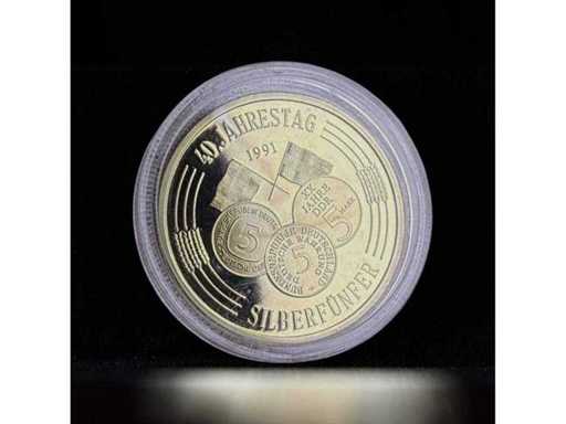 40 Jahre Silberfünfer 1991 Bundesrepublik Deutschland 5 DM Gedenkmedaille 40 mm Gratis EU-Versand