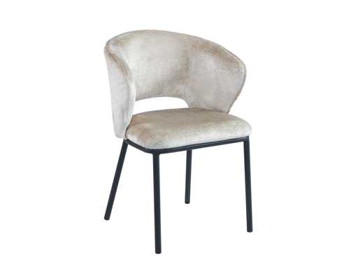 Colenis - Sedia da pranzo Elizabeth - Set di 6 - Taupe - Tessuto Chenille - Gambe nere