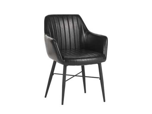 Colenis - Sedia da pranzo Herbert - Set da 6 - Nero - Pelle PU - Gambe nere - Industriale