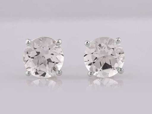 14 KT White gold Earring With 3.22 Cts Topaz