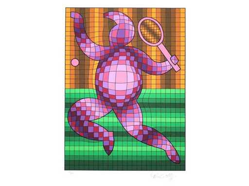 Victor Vasarely - Tennis player - kleurenzeefdruk