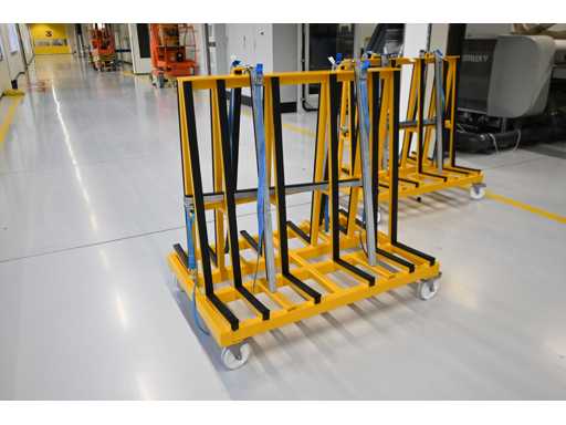 Suportul mobil pentru transport din sticlă cu două fețe