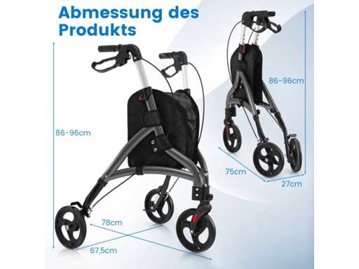 Déambulateur pliant en aluminium Costway pour personnes âgées