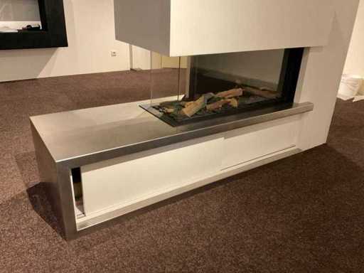 Dru Metro 100 XTL Eingebauter Gaskamin mit Edelstahl-Unterbau