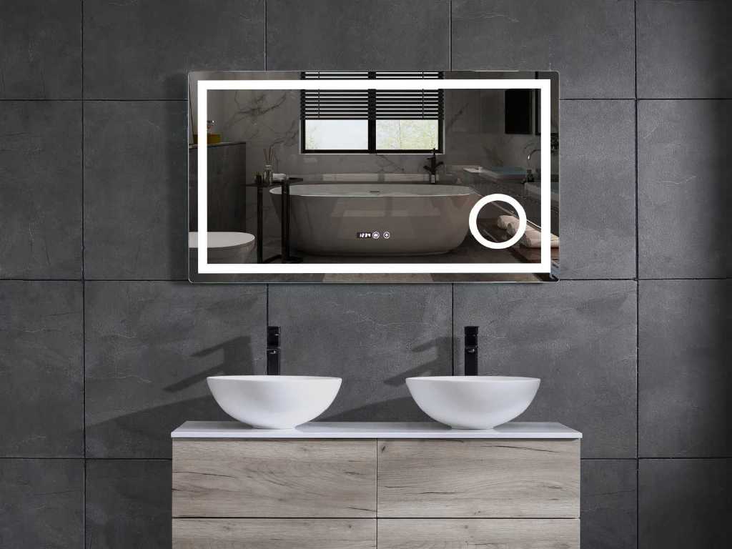 Miroir de salle de bain LED - Horloge numérique - Iris - Différentes tailles