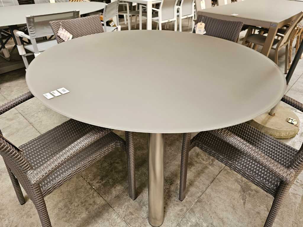 Xclusiv Scorpion Table Stainless Steel + Tempered Glass Dia 150 Taupe