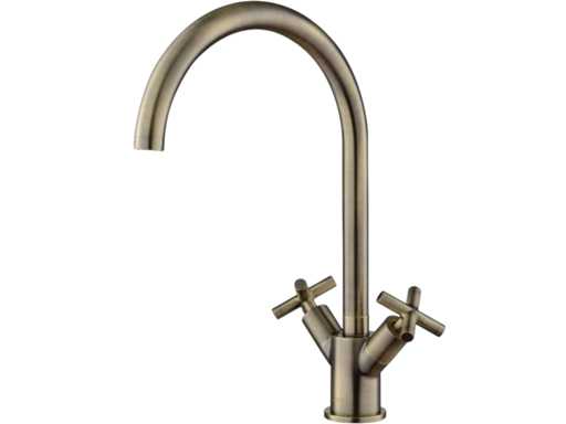 Keukenmengkraan antiek brons met kruisgreep