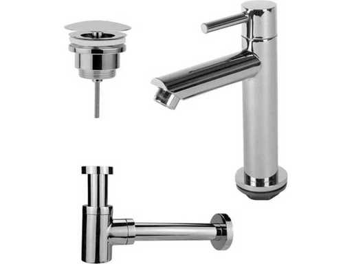  Jeu de robinet fontaine avec fontaine debout, robinet bas, toujours ouvert, et siphon de conception Chrome