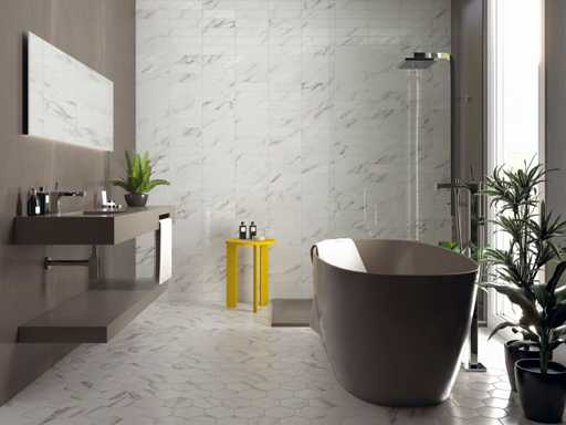 Carrelage mural 48m2 Brique Statuario mate 7,5x30cm