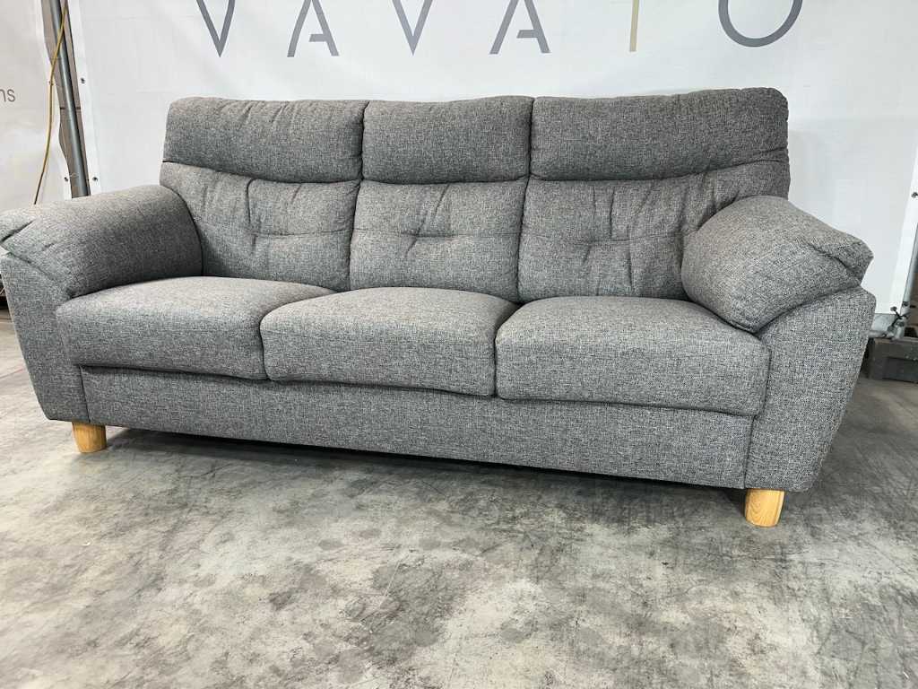 Hjort Knudsen - 3 Seater Sofa, Grey Fabric, Wooden Legs