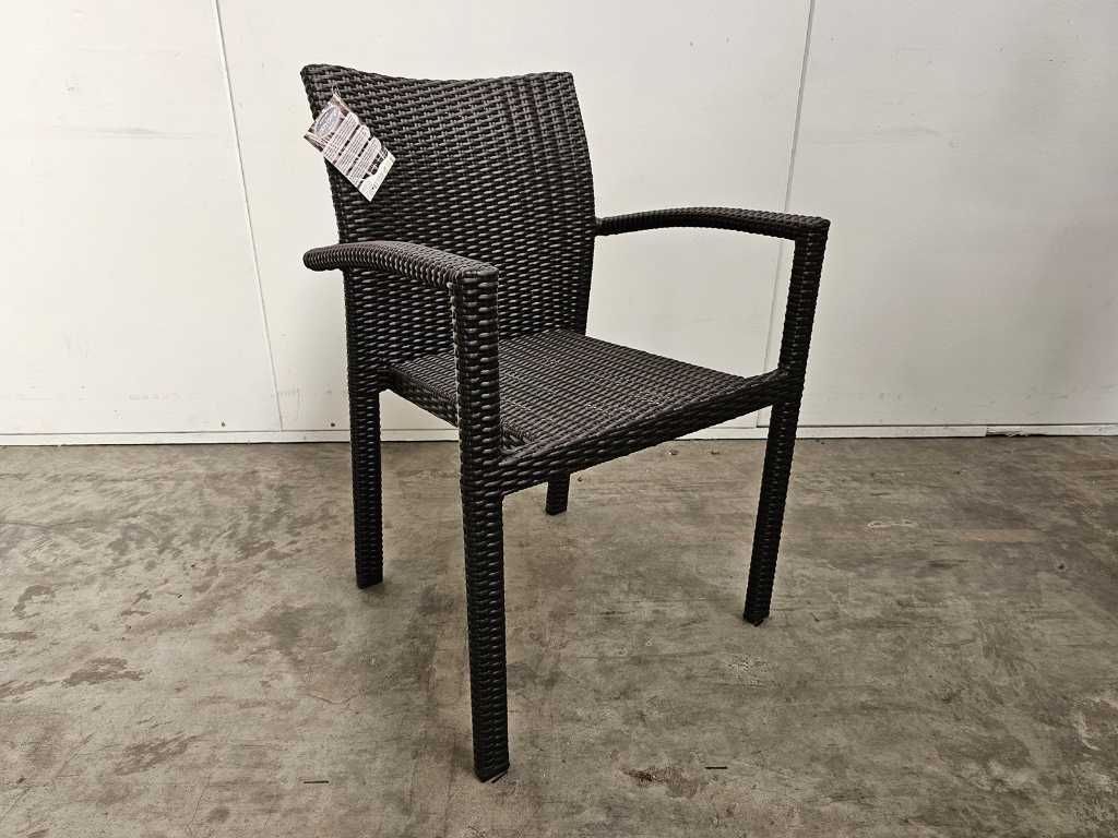 2 x chaise longue de luxe en osier avec accoudoir Java Brown