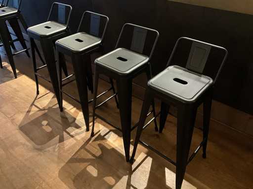 Industriële metalen barkruk met rugleuning (4x)