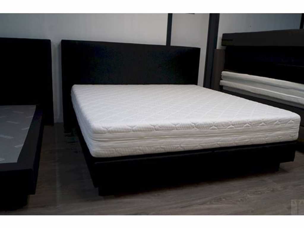 1 Sommier tapissier REGULAR Aspect cuir noir - 1600 x 2000mm