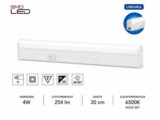 10 x LED Onderbouw Lamp 4W – 6400K Koud Wit - Wit – 30cm – IP20 – SIGMA-4