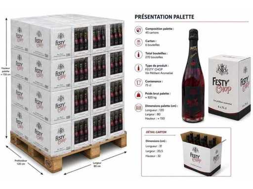 Paleta de 240 botellas de vino espumoso aromatizado – 11% vol.