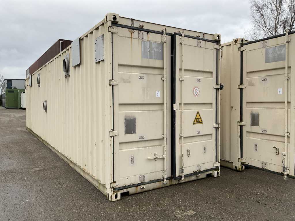 Shipping container with installation