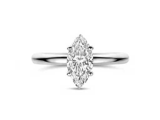 18 karaat witgouden ring (maat EU 52) met 1.04 ct marquise diamant 