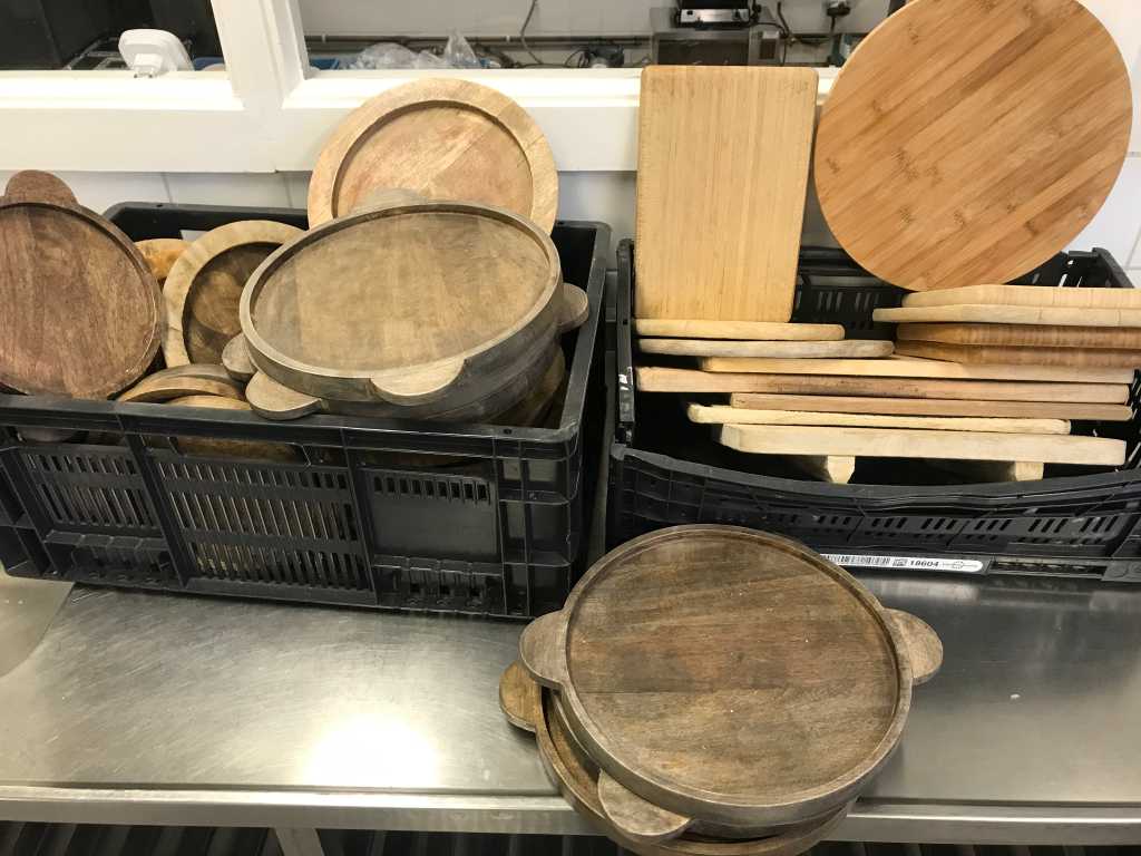 Batch of wooden serving boards