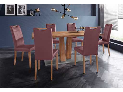 Chaise de salle à manger - cuir bordeaux (x4)