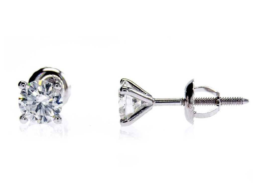 Boucles d’oreilles solitaires de luxe diamant naturel 1,04 carat