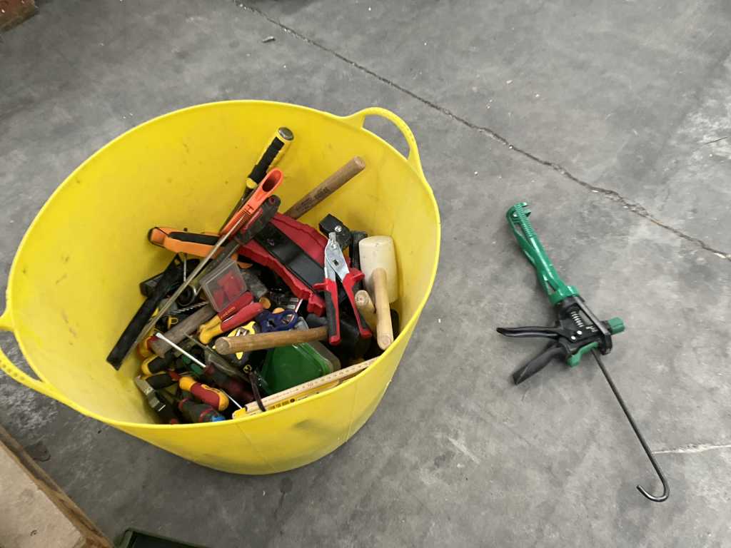 PVC tub in batch of various tools