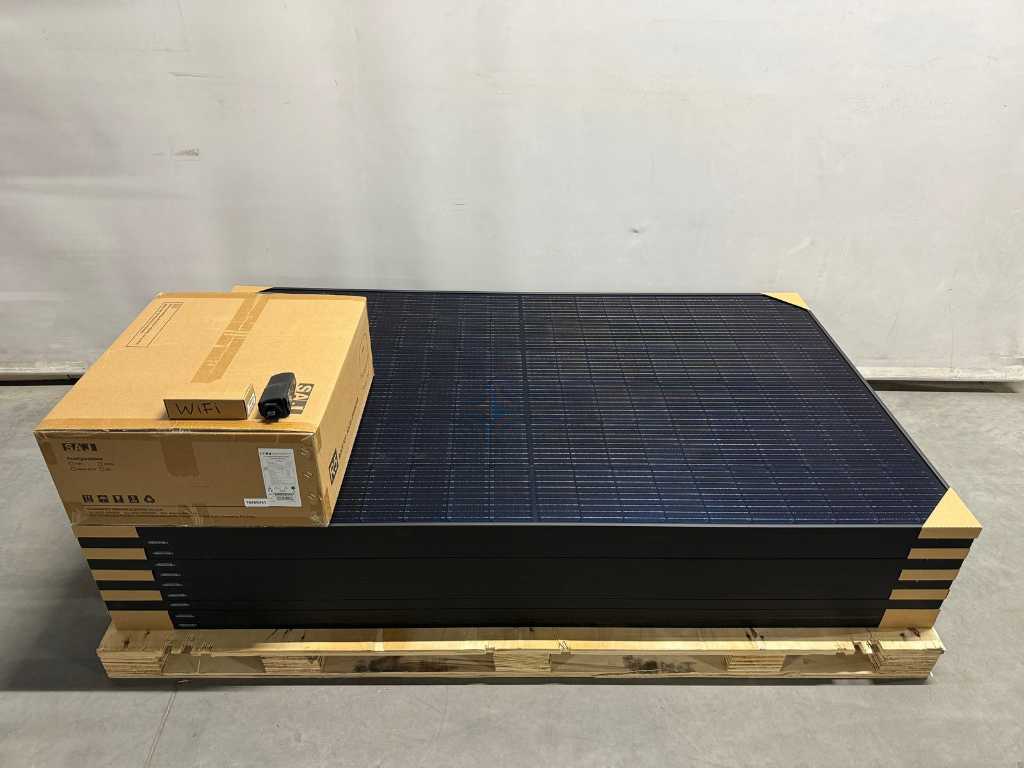 Exiom - zestaw 10 paneli fotowoltaicznych full black (375 wp) oraz 1 falownika SAJ 3kW (1-fazowego)
