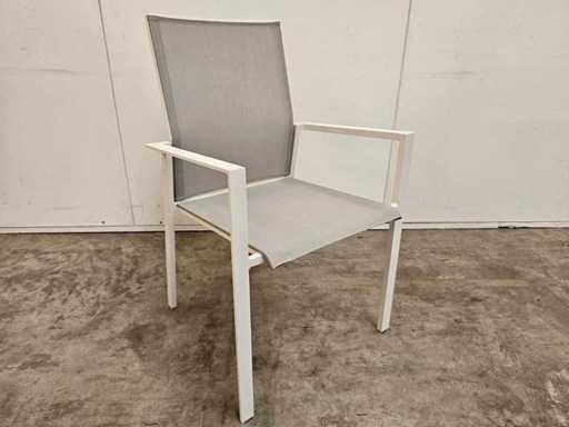 2 x Garden Prestige - Alu Stapelstoel Calvin met Armleuning Wit - Lichtgrijs