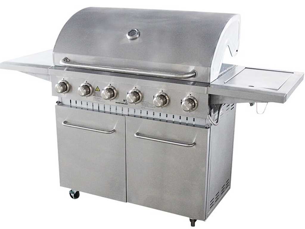 Barbecue à gaz en acier inoxydable - 6 brûleurs avec brûleur latéral
