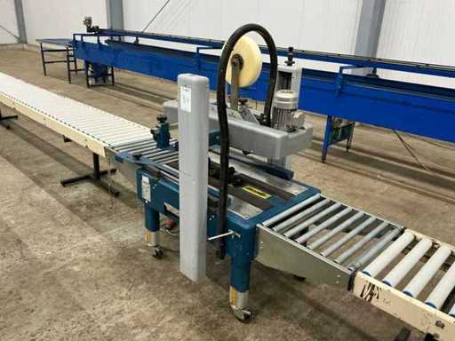 2005 Robopac Startape 50 TBD Dozensluitmachine met rollenbaan