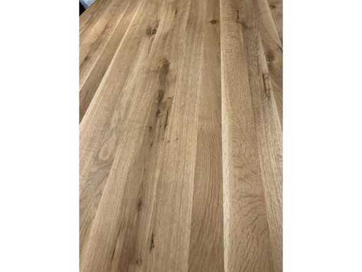 Owalny stół jadalny – lity dąb – zwężający się brzeg – naturalny – 240x110 cm - 3 cm grubości – metalowa noga pająka