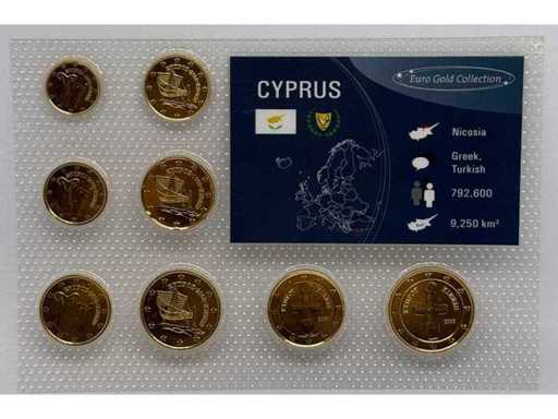 Set de monede Euro-Gold Collection din Cipru – placat aur de 24 carate - Limitare 10.000