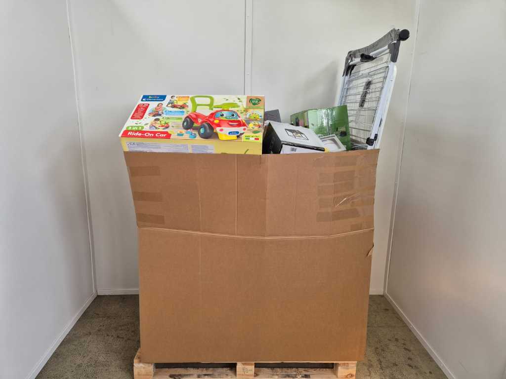 Pallet of returned goods for household, toys and living
