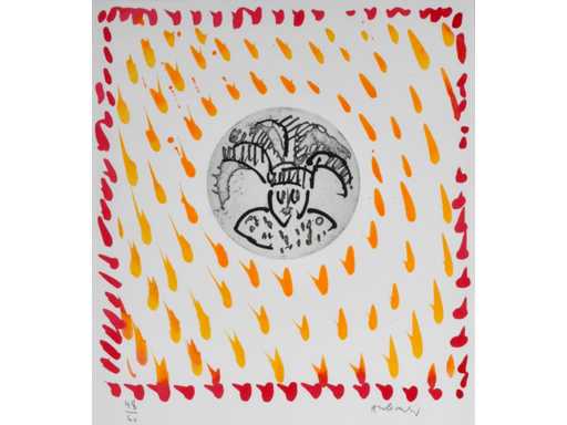 Pierre Alechinsky - Gille - eau-forte aquarelle