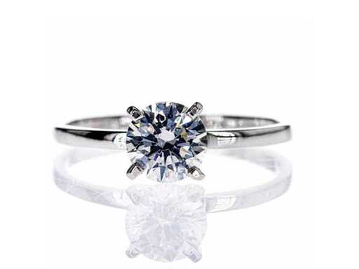 14 Karat Weißgoldring mit 1,03 Karat. Natürlicher Diamant 