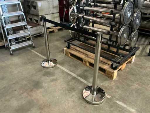 Barriere-Pfosten Chrom mit Klebeband (16x)