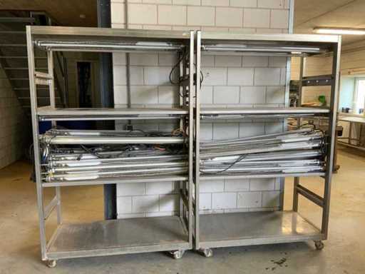 Carrello illuminazione in acciaio inox inclusi 30 apparecchi Huco EVG-HP (2x)