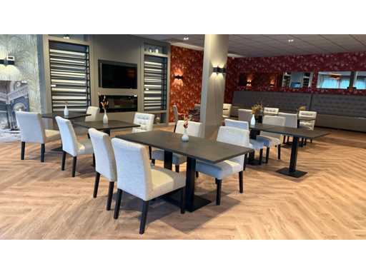 Set complet de mobilier de restaurant format din 12 mese de restaurant și 24 de scaune de restaurant