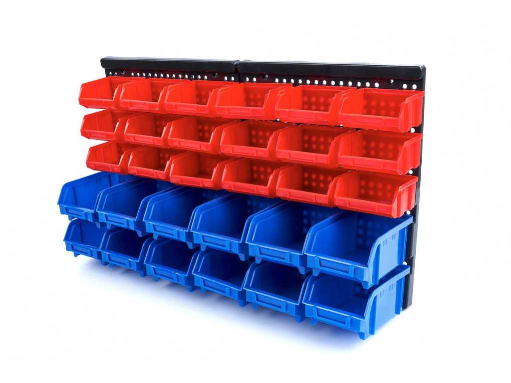 HBM - 3 Wall storage racks with 30 bins each (3x)
