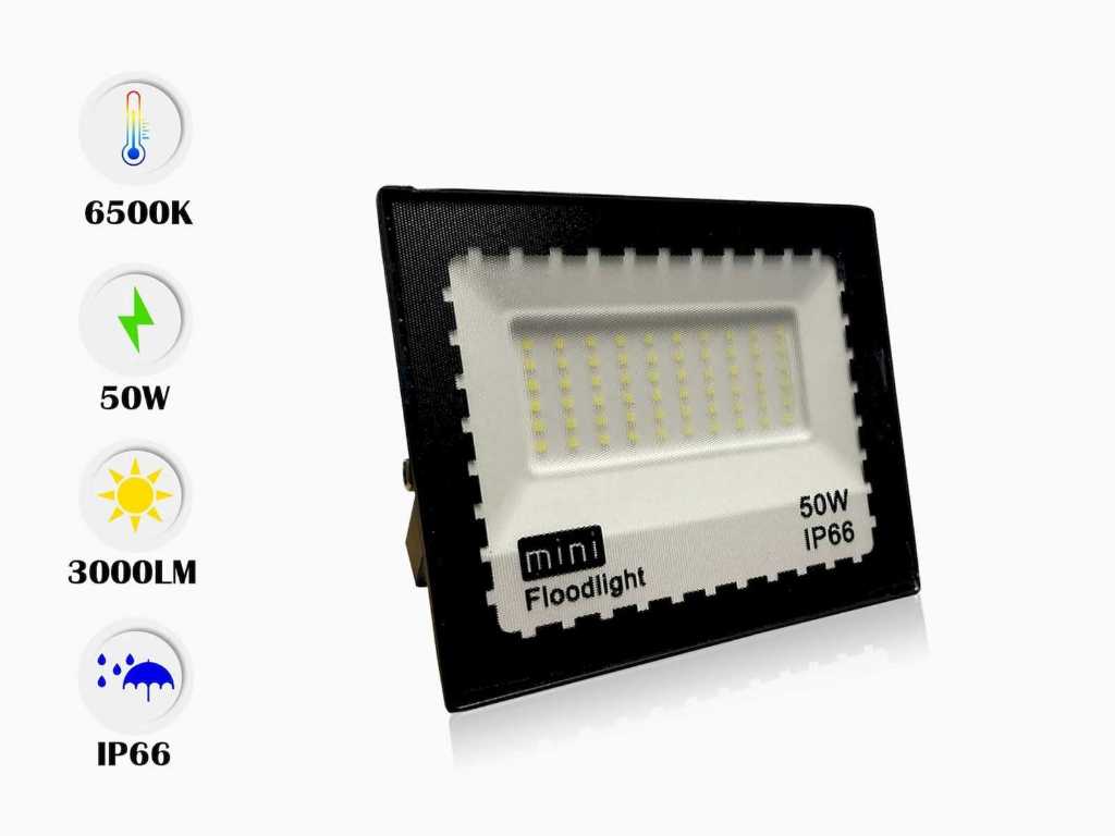10 x LED Breedstraler 50W MINI SMD -6500K koud wit